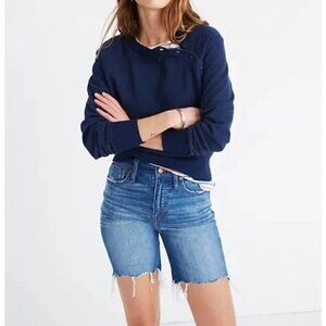 Madewell  High Rise Skinny Crop Denim Shorts Midi Length Cut Offs Distressed 29
